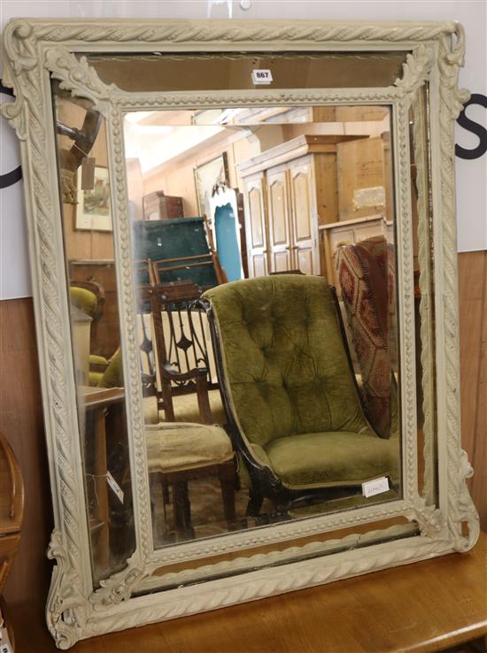 A painted frame cushion mirror W.85cm